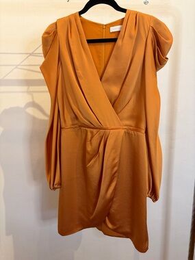 Jonathan Simkhai Draped V-Neck Mini Dress in Burnt Orange